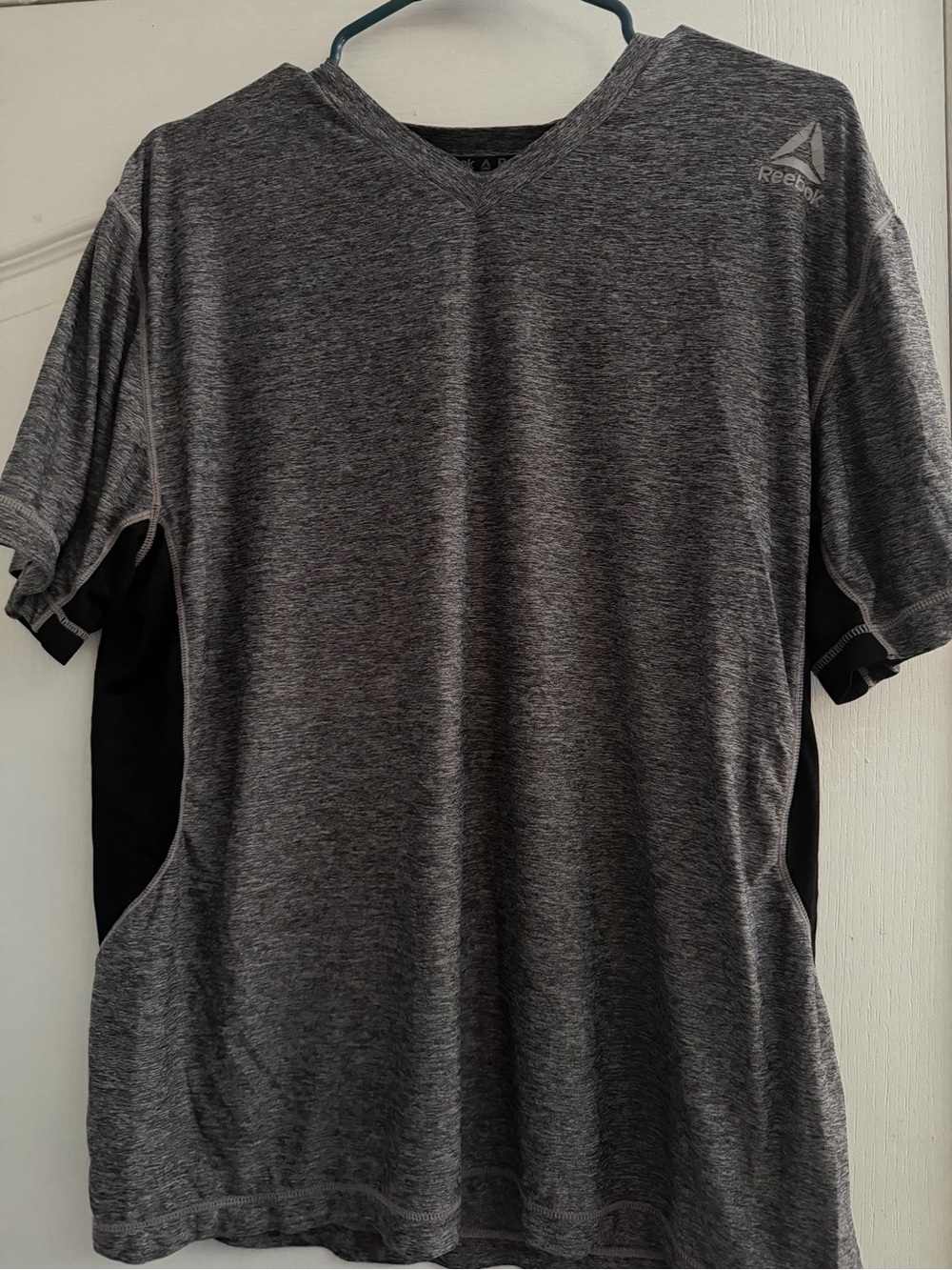 Reebok Men's Heather Gray V-Neck Athletic Polo